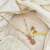 Premium Pastel Pink AD Stone Pendant Chain Neckpiece -Geometric -G10701